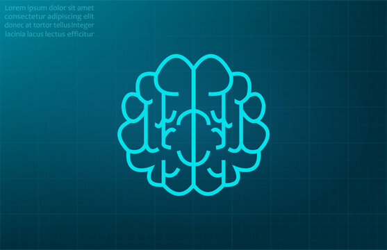 Brain, idea symbol. Vector illustration on blue background. Eps 10.