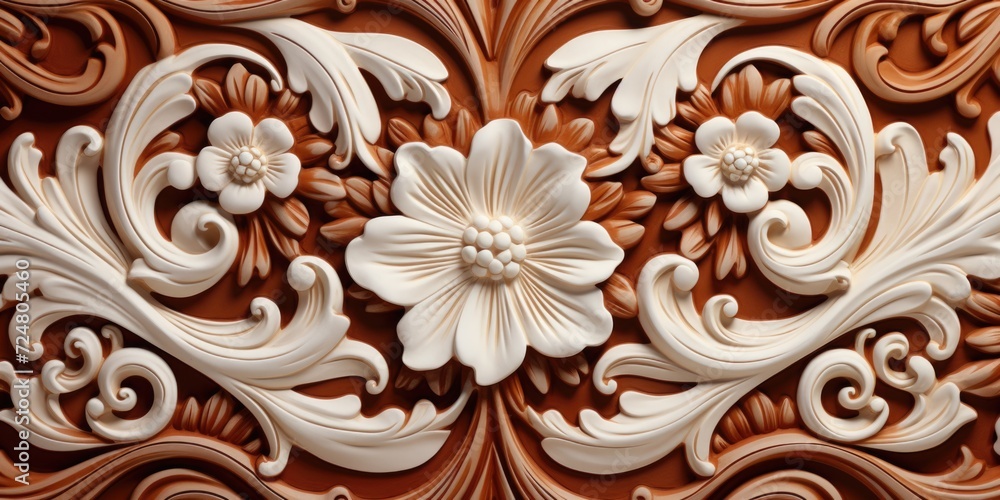 Poster Close up view of a decorative design on a wall. Perfect for adding an artistic touch to any project