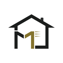 House logo design with letter vector concept