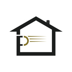 House logo design with letter vector concept