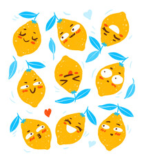 Cute lemon characters isolated on white background for Your happy design - 724805472
