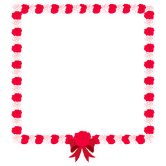Fototapeta premium red and white rose frame with bow illustration