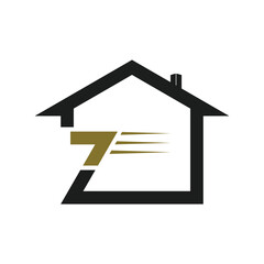 House logo design with letter vector concept