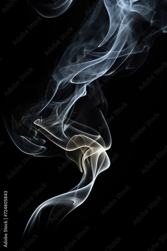 Poster close-up view of smoke on a black background. can be used for concepts related to mystery, danger, o