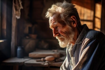 The tranquil solitude of a rural Eastern European home, inhabited by an elderly man with thinning white hair