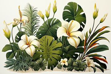 Bouquet of lilies and monstera 