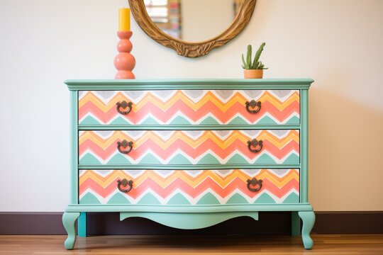 dresser with decorative knobs and a glass top