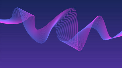 Dark background Blue Pink Purple Violet wave lines Flowing waves design Abstract digital equalizer sound wave. Line Vector illustration for tech futuristic innovation concept background Graphic design
