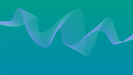 Background Mint Green Blue Turquoise wave lines. Flowing waves design Abstract digital equalizer sound wave. Flow. Line Vector illustration for tech futuristic innovation concept. Graphic design