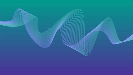 Background Mint Green Blue Turquoise wave lines. Flowing waves design Abstract digital equalizer sound wave. Flow. Line Vector illustration for tech futuristic innovation concept. Graphic design