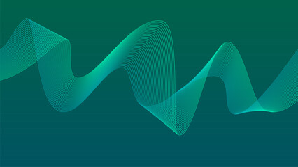 Background Mint Green Turquoise wave lines. Flowing waves design Abstract digital equalizer sound wave. Flow. Line Vector illustration for tech futuristic innovation concept background Graphic design