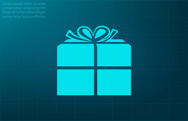 Gift symbol. Vector illustration on blue background. Eps 10.