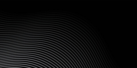 Naklejka premium 3D black geometric abstract background overlap layer on dark space with waves lines decoration. Minimalist modern graphic design element cutout style concept for banner, flyer, card, dots lines arts