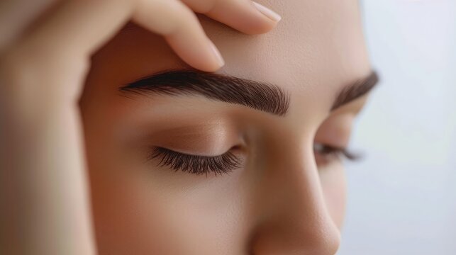 Eyebrow care up close. Cute young woman doing eyebrow styling.