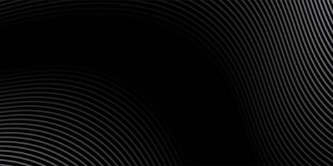 3D black geometric abstract background overlap layer on dark space with waves lines decoration. Minimalist modern graphic design element cutout style concept for banner, flyer, card, or brochure line