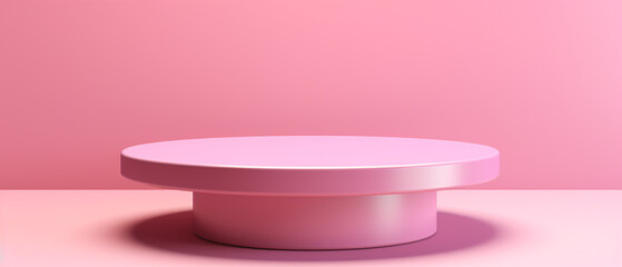 
A colorful pastel round podium designed for product display on a pink background, creating a charming and visually striking presentation space.