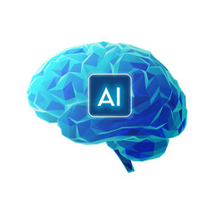 brain low polygon Artificial intelligence concept 3d illustration on dark background