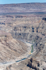 little water in Fish river and steep slopes from Canyon viewpoint, Fish River Canyon,  Namibia