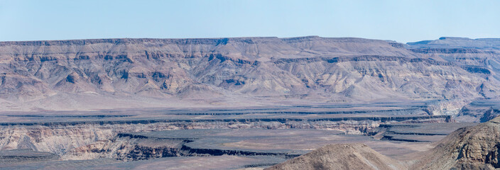 wandering cracks over escarpment plateau  from Canyon viewpoint, Fish River Canyon,  Namibia