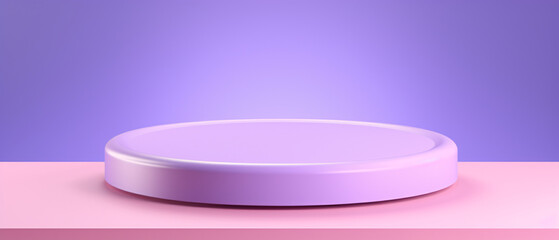 A colorful pastel round podium designed for product display on a purple background, creating a captivating and visually appealing presentation space.

