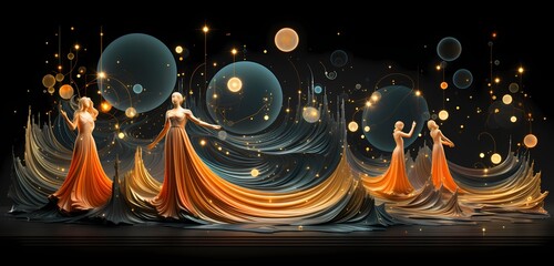 An AI-composed celestial ballet, with planets and stars moving in harmonious choreography against a pure black backdrop