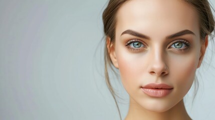Naklejka premium Young woman with smooth forehead without any wrinkles