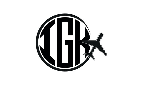 IGK three initial letter circle tour & travel agency logo design vector template. hajj Umrah agency, abstract, wordmark, business, monogram, minimalist, brand, company, flat, tourism agency, tourist
