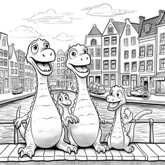 Amsterdam Coloring Page, Ai generative