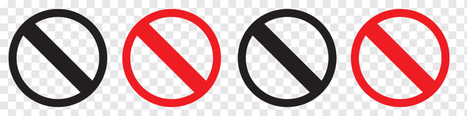 forbidden sign not allowed in red and black . ban icon symbol . stop entry sign . slash icon . prohibited mark, EPS10 - obrazy, fototapety, plakaty