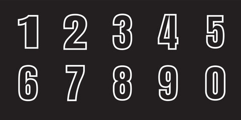 Numbers icon set on black background.