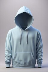 trendy pure light blue hoody without logo element
