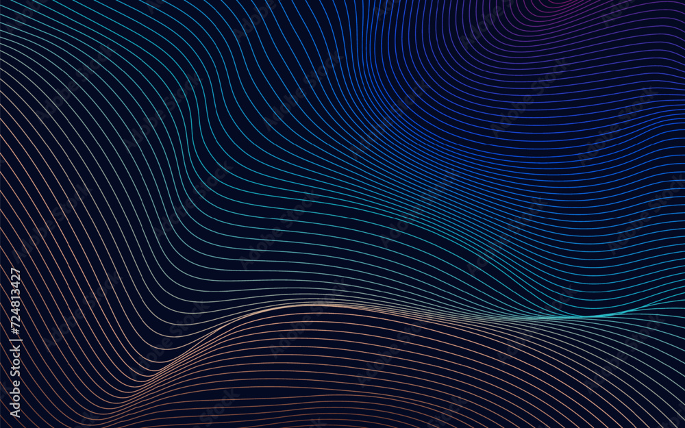 Aufkleber abstract technology with dynamic wavy lines background illustration in minimalist style