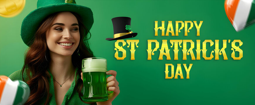 Realistic st Patrick s day greeting card background banner for social media with text