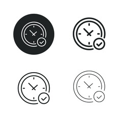 Clock icon. Simple solid round, bold, medium and thin line icon.