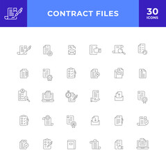 Contract files line icon set collection. modern simple web sign, symbol icon. Editable stroke.