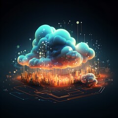 Cloud based software light background - obrazy, fototapety, plakaty