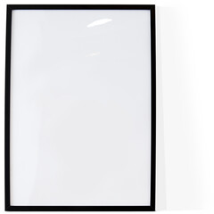 Black large photo frame for using on wall isolated on plain background.