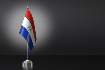 Fototapeta premium Small Republic of Paraguay Flag in Front of Black Background, 3d Rendering
