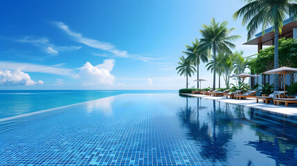 Luxury Infinity Pool with Ocean View at Tropical Resort