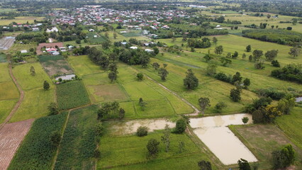 Fototapeta na wymiar Top view of the provinces in Thailand. Taken from a drone. Bird's-eye view.