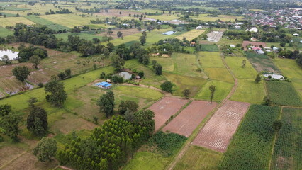 Top view of the provinces in Thailand. Taken from a drone. Bird's-eye view.