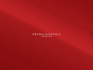 Abstract luxury curved lines overlapping dark red background. Premium award design template.	
