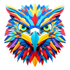 Obraz premium Colorful eagle furious face with an owl head in PNG