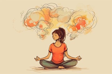 Obraz na płótnie Canvas classic image of a happy and dreamy girl meditating