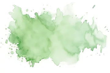 Zelfklevend Fotobehang Blot of green watercolor isolated on white background © nukkix wala