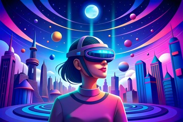  VR : virtual reality concept