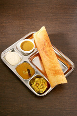Crispy Masala Dosa Or Dosa Sambar With Chutney