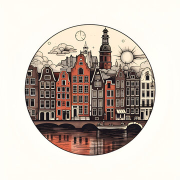 recommend clip art: Amsterdam City Clipart Watercolor Design, Ai generative
