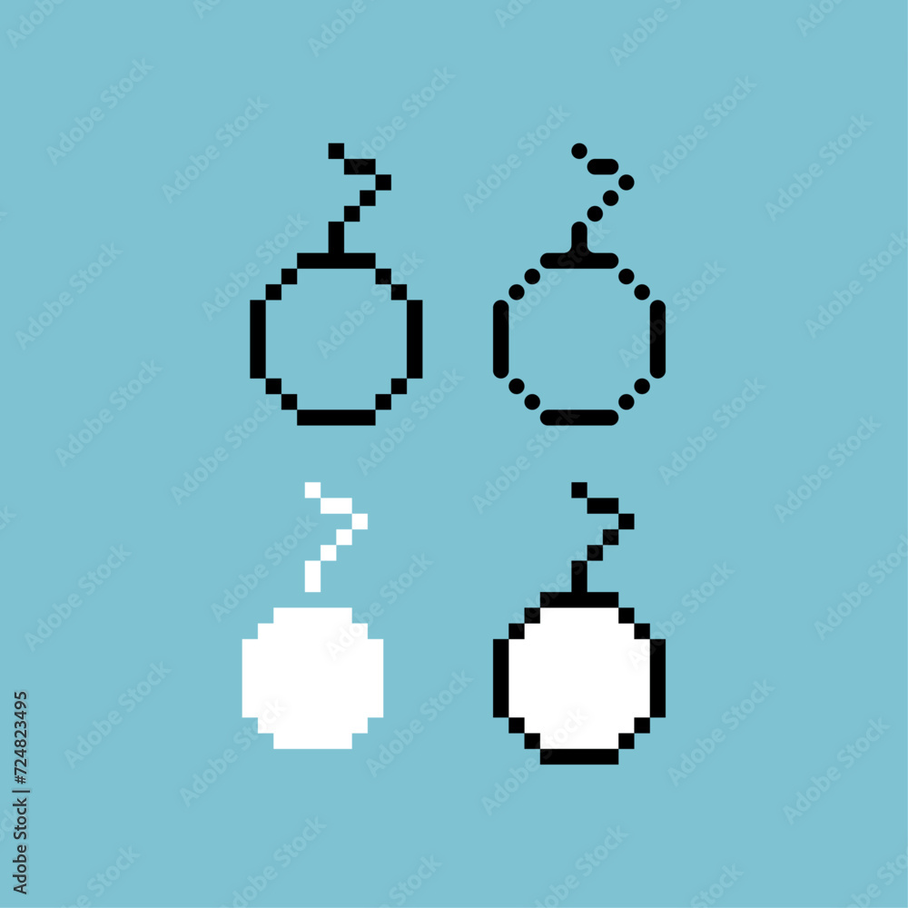 Poster pixel art outline sets icon of bomb variation color. bomb game icon on pixelated style. 8bits perfec