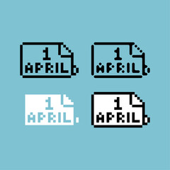 Pixel art outline sets icon of 1 april variation color.1 april fool icon on pixelated style. 8bits perfect for game asset or design asset element for your game design. Simple pixel art icon asset.
